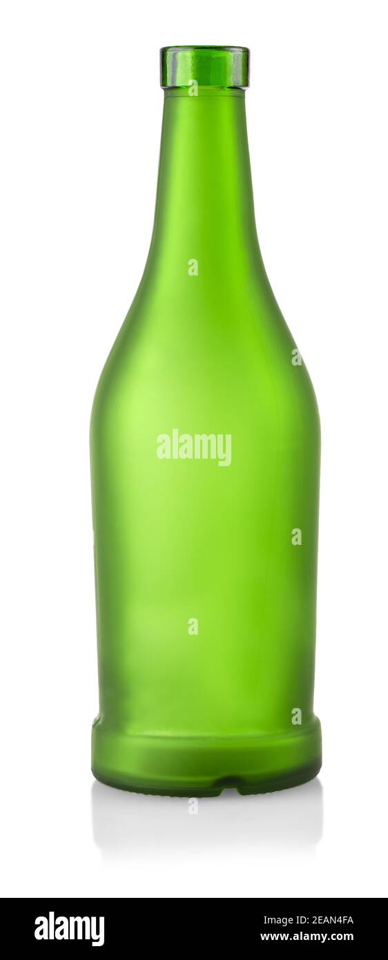 empty green glass bottle isolated on white background Stock Photo