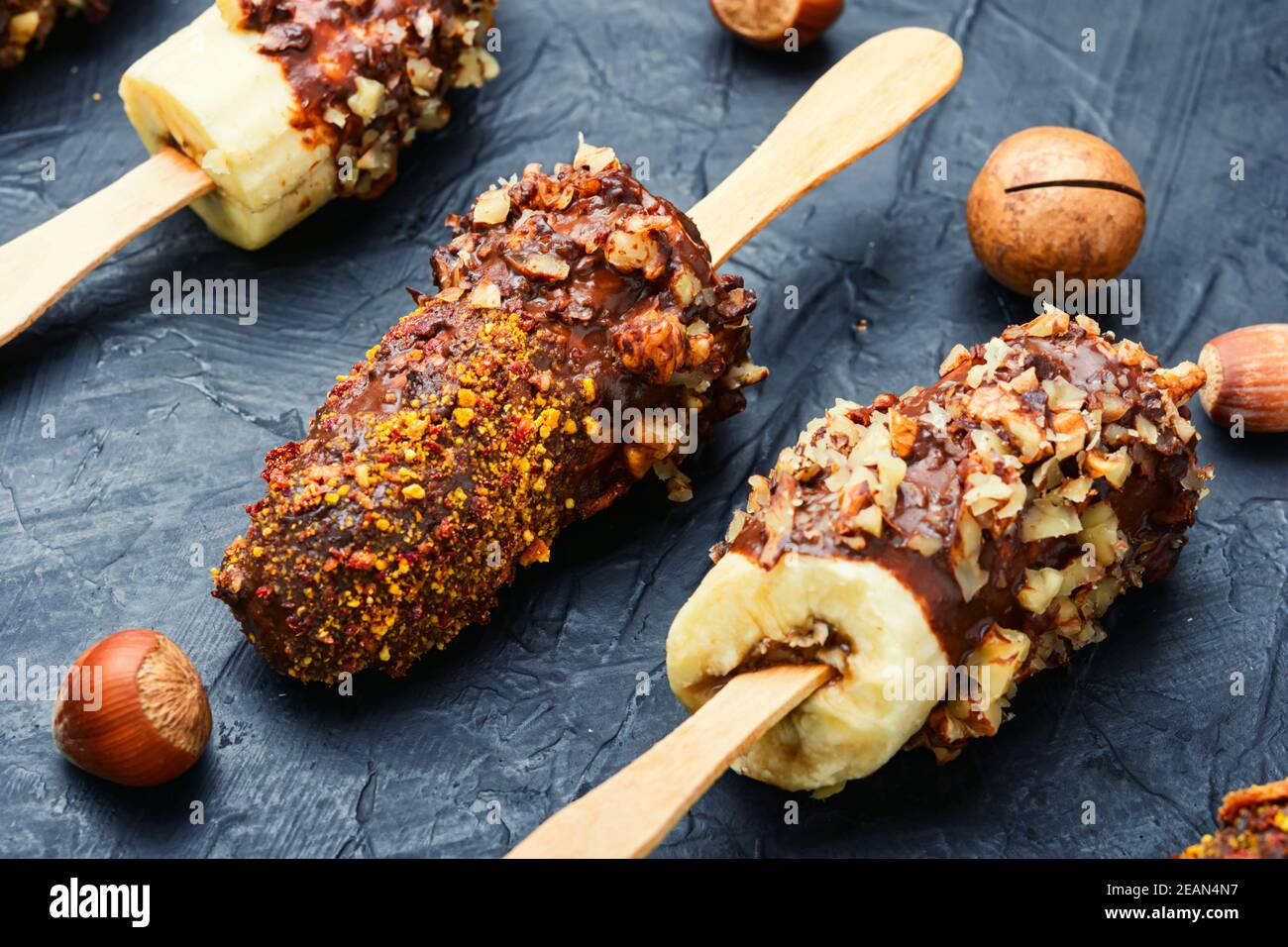 Banana in chocolate Stock Photo Alamy