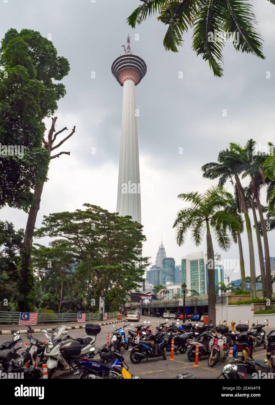 Kuala Lumpur, Mlaysia : Menara TV Tower with tourist panorama view platform Stock Photo