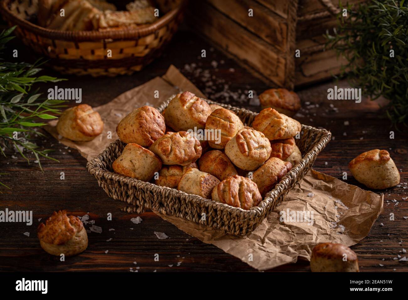 Hungarian scones with pork crackling Stock Photo
