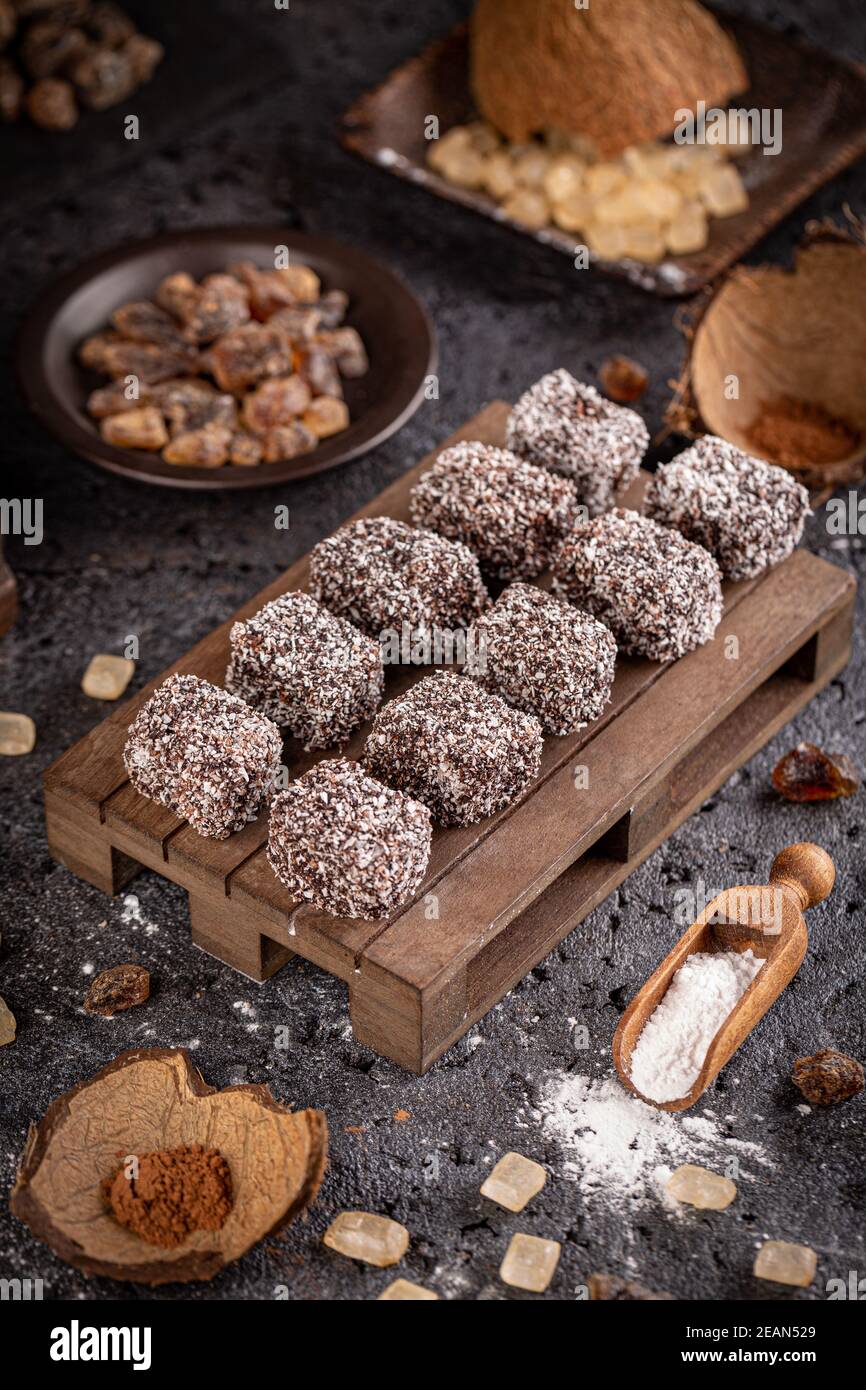 Australian Lamington cakes Stock Photo