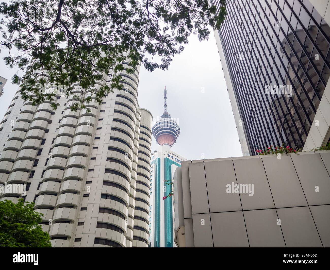 Kuala Lumpur, Mlaysia : Menara TV Tower with tourist panorama view platform Stock Photo