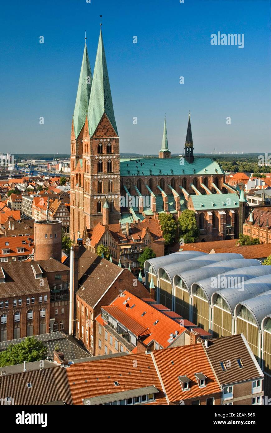 Church of St Mary seen from tower of St Peter Church in Lübeck in Schleswig-Holstein, Germany Stock Photo