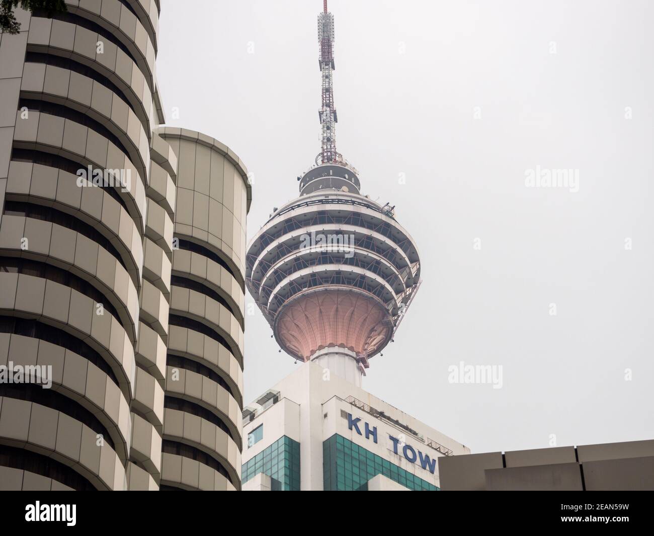 Kuala Lumpur, Mlaysia : Menara TV Tower with tourist panorama view platform Stock Photo