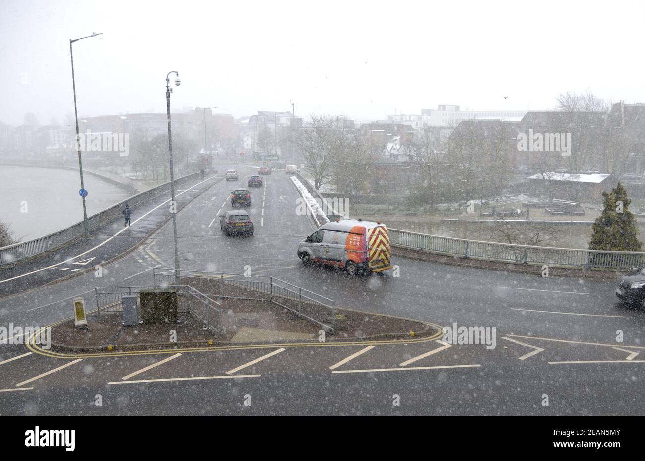 Maidstone, UK. 10th Feb, 2021. A second wave of snow hits the town after transport was disrupted at the weekend. Credit: Phil Robinson/Alamy Live News Stock Photo