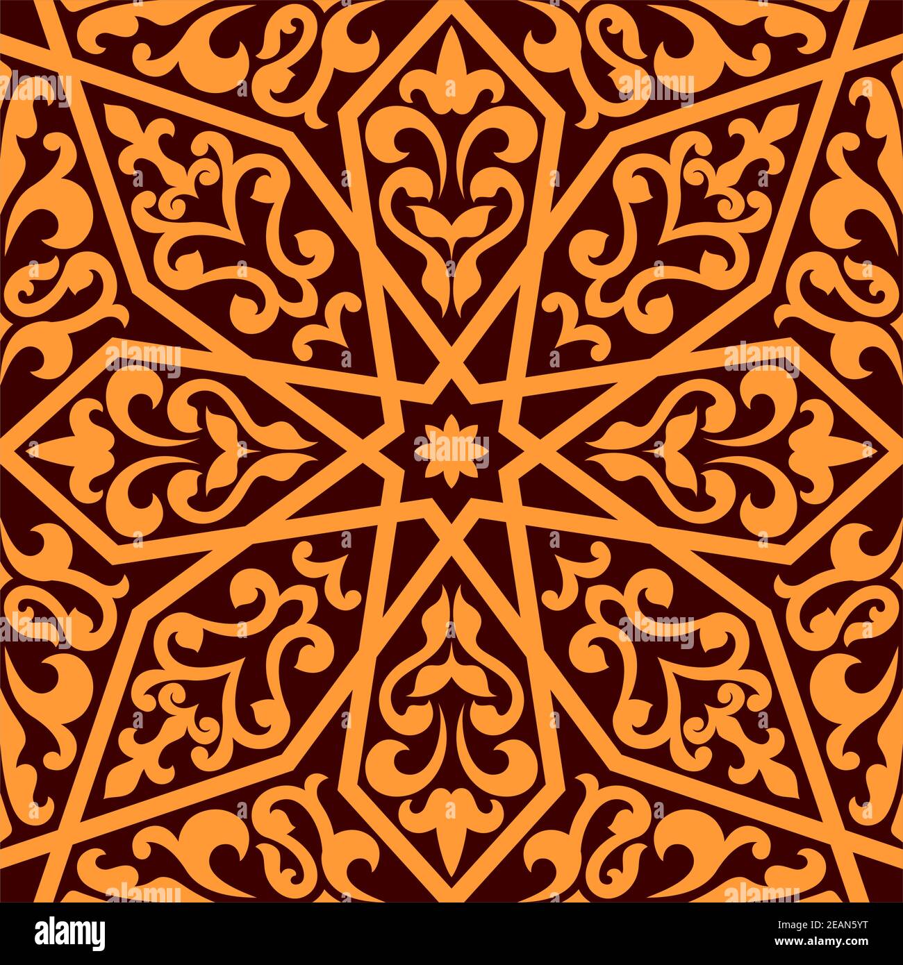 Orange colored Islamic or Arabic seamless pattern with elements of Orange colored Islamic or Arabic seamless pattern with elements of
