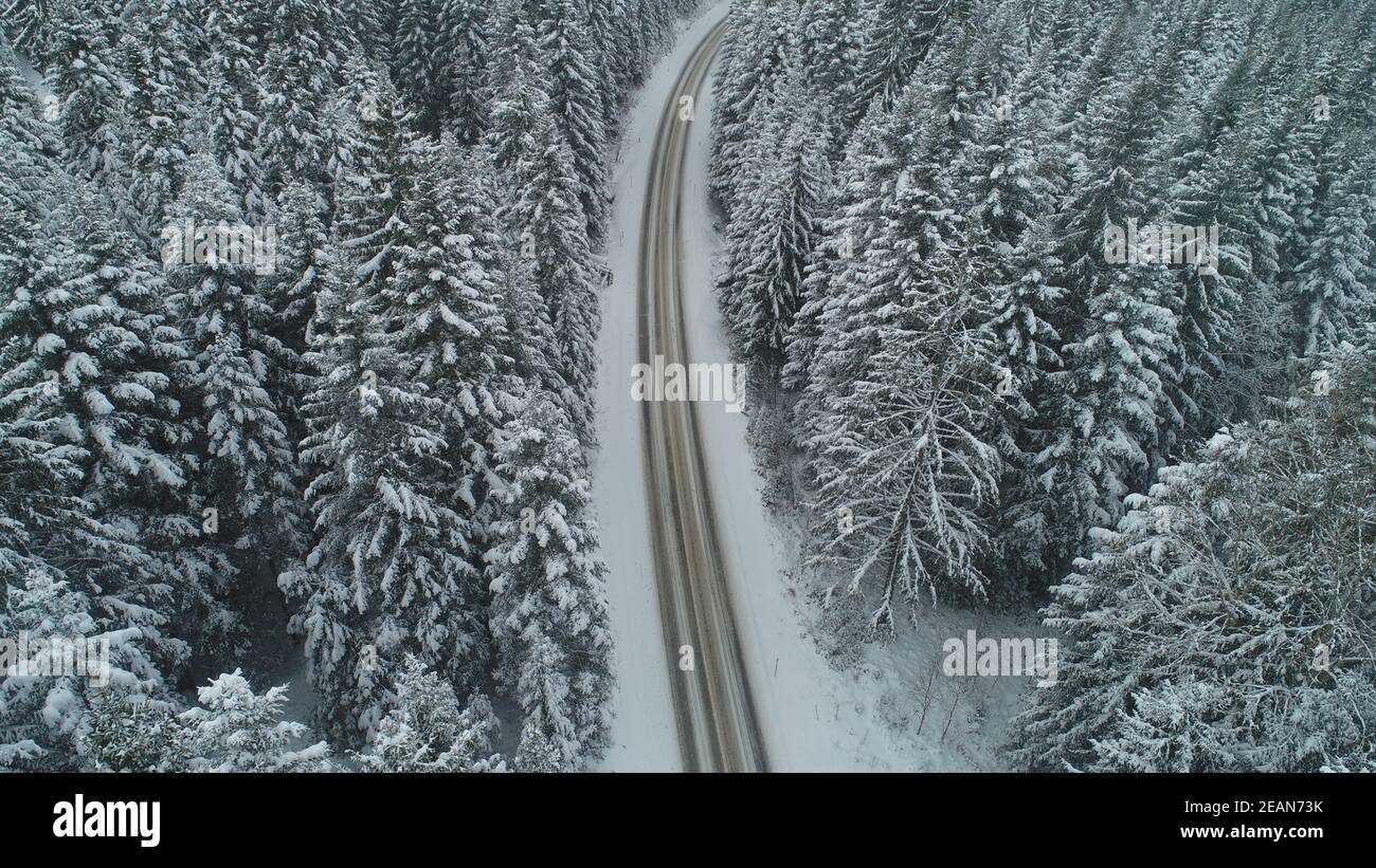 country road in winter season with fresh snow Stock Photo - Alamy