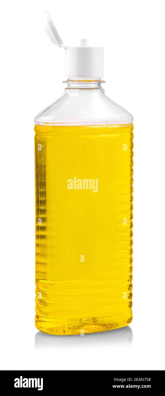 yellow blank shampoo container isolated on white Stock Photo