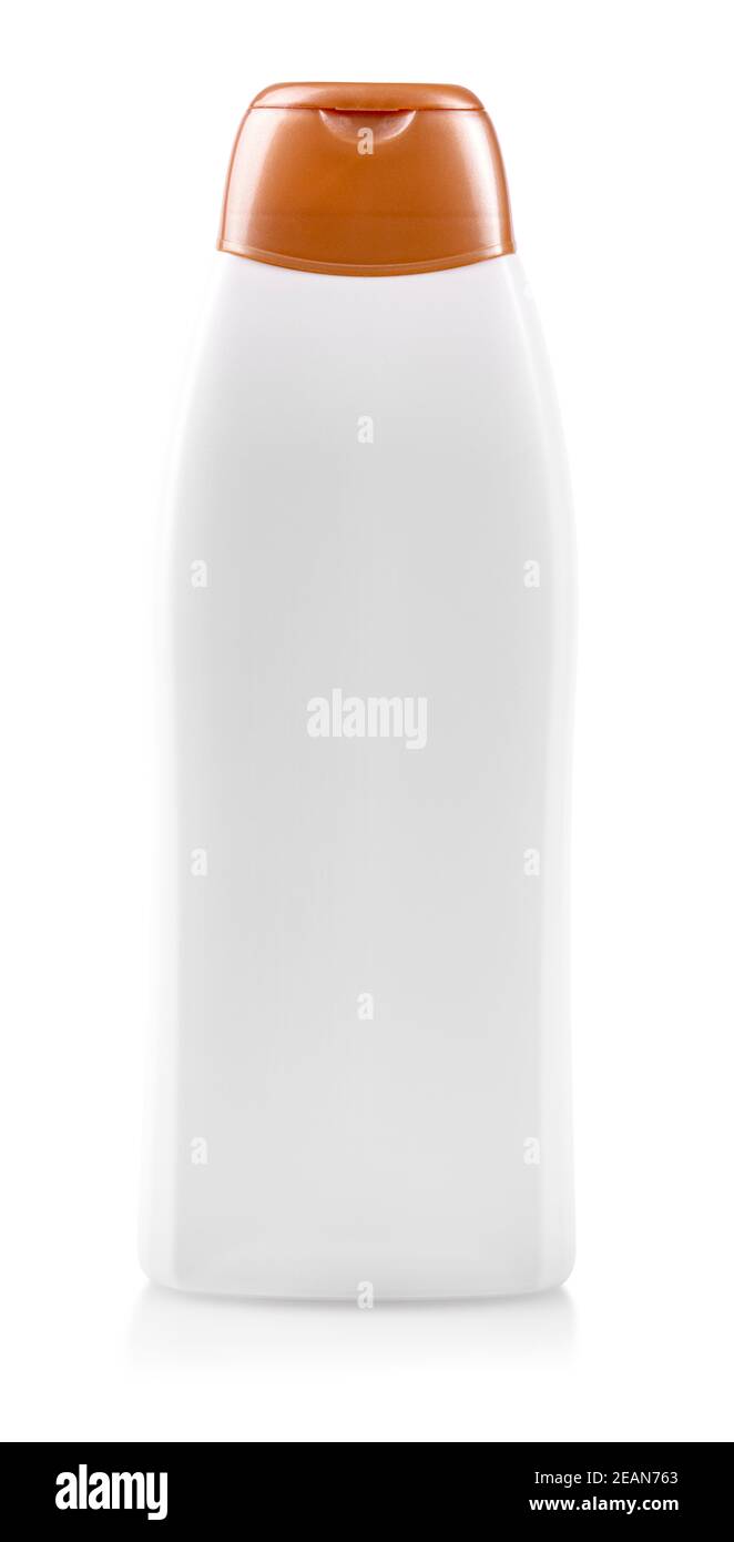 White blank plastic bottle on isolated background Stock Photo