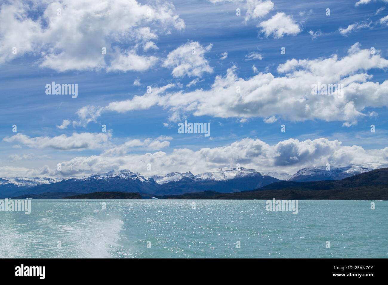 Navigation on Argentino lake, Patagonia landscape, Argentina Stock Photo