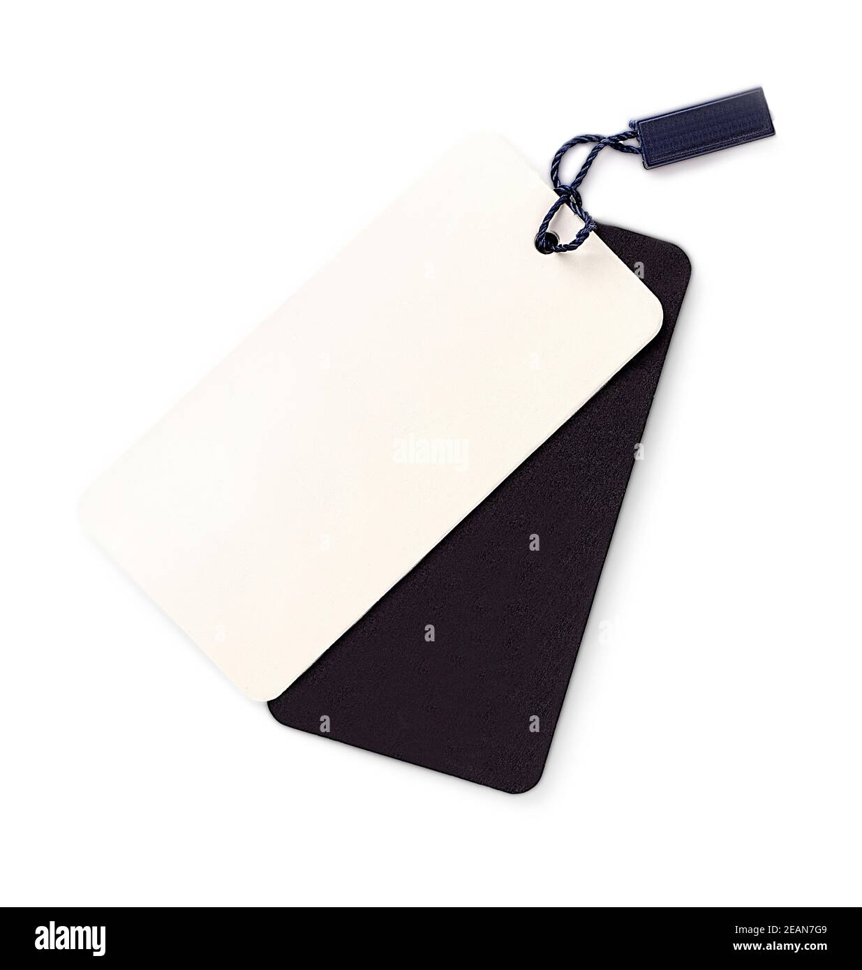 Blank tag tied with string. Price tag, gift tag, sale tag, address