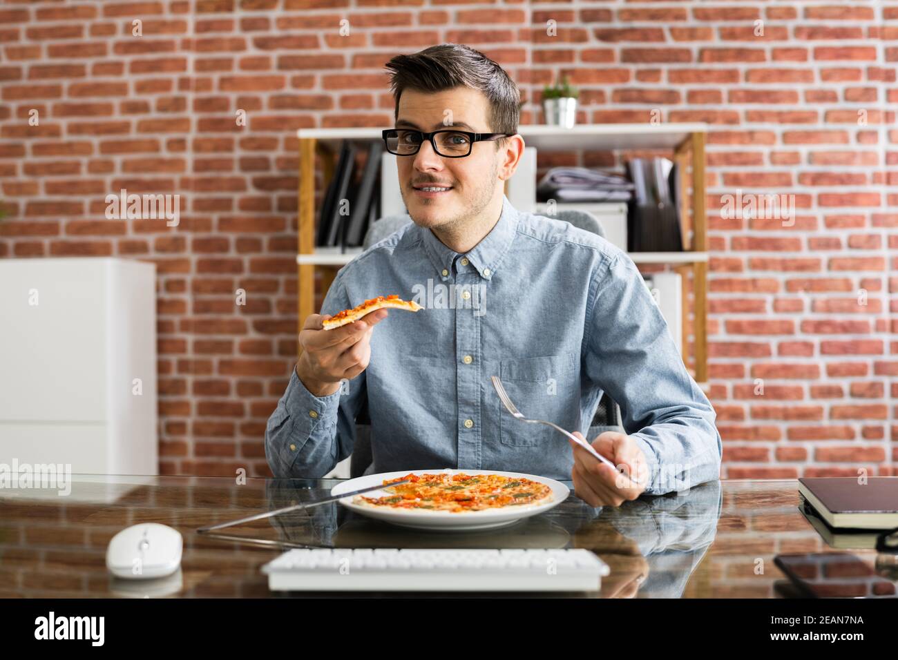 Virtual Office Lunch Break Stock Photo