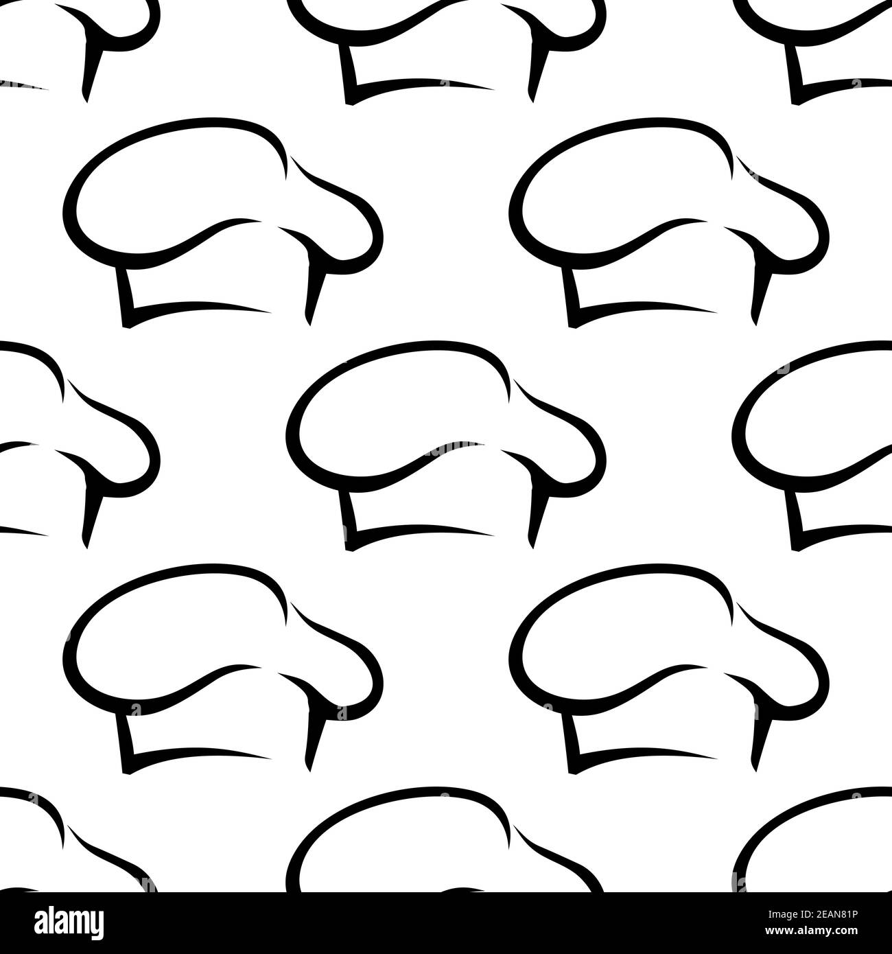 Chef toque seamless pattern in outline sketch style for restaurant menu