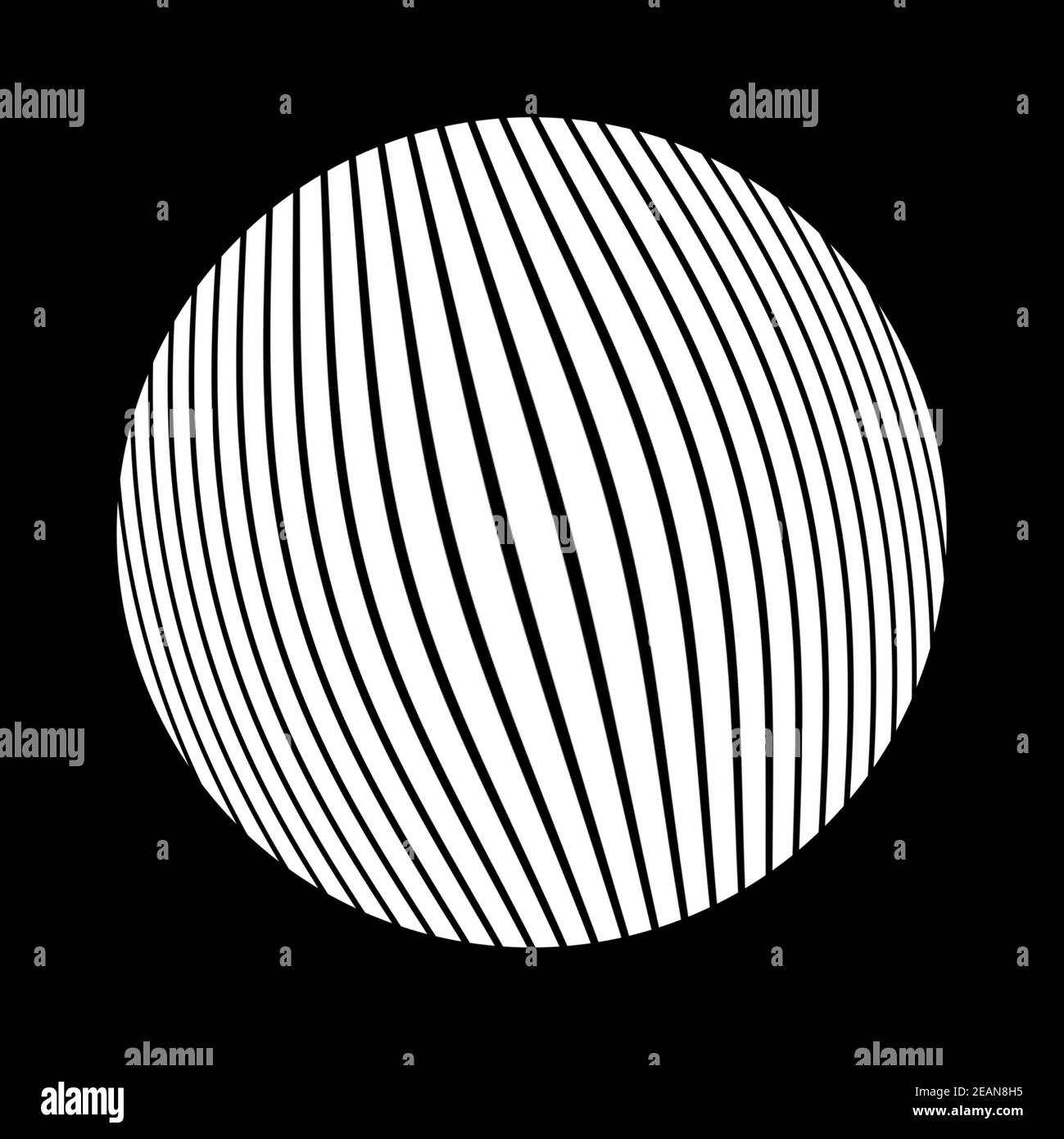 3d sphere with white and black stripes Stock Photo