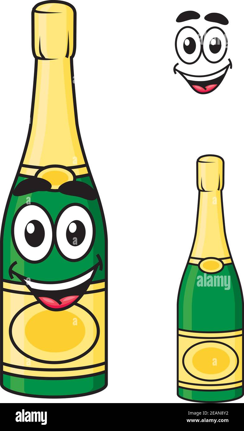 Champagne bottle cartoon icon wine Royalty Free Vector Image