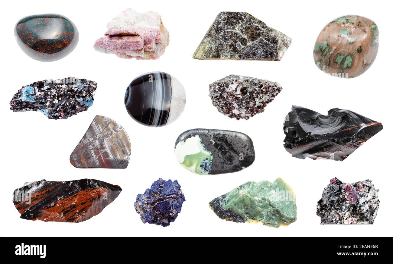 collection of various samples of natural minerals Stock Photo Alamy