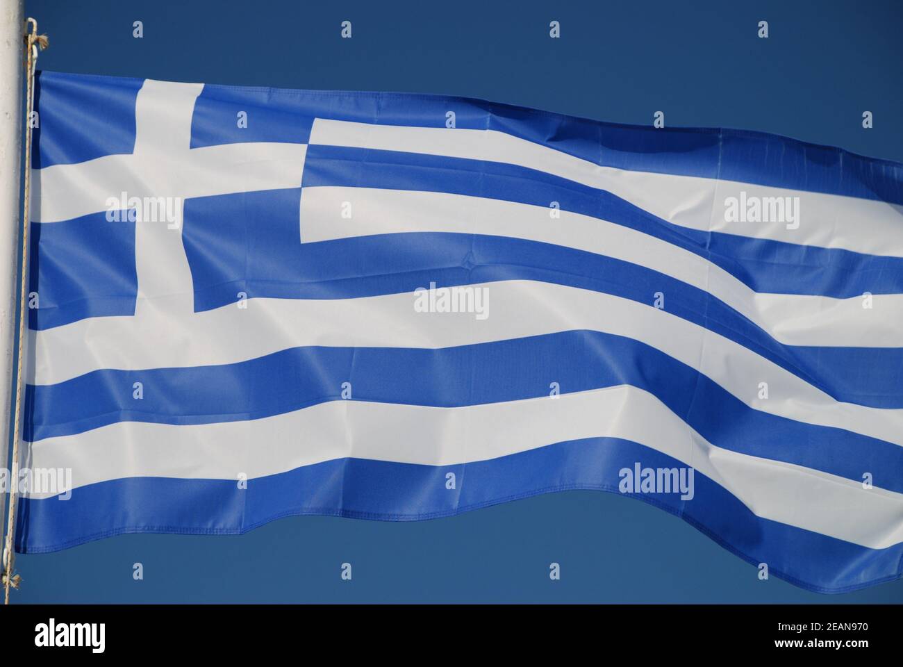 The blue and white flag of the European State of Greece Stock Photo