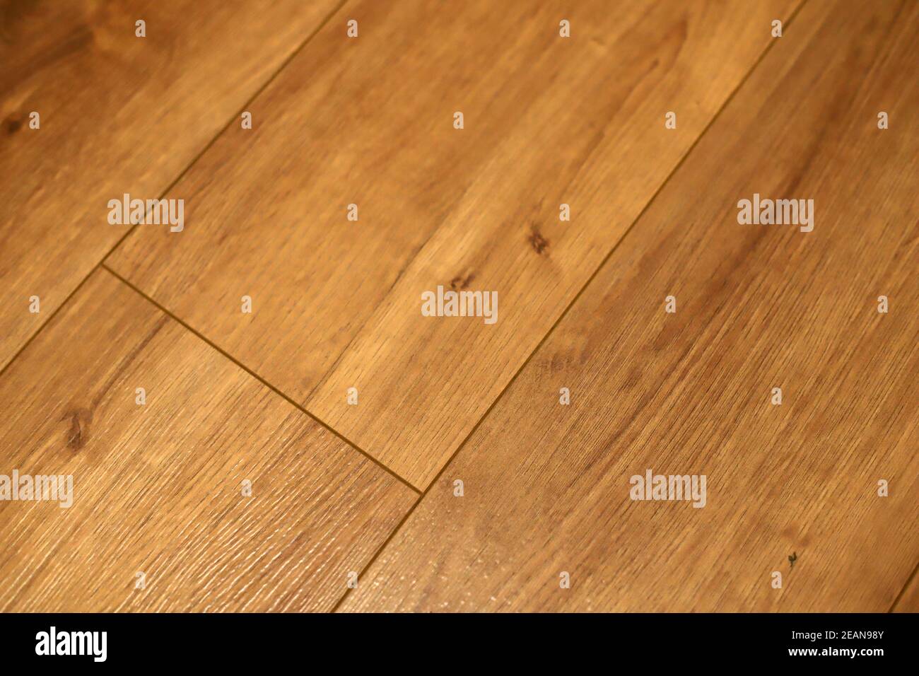 Laminate flooring in oak decor Stock Photo