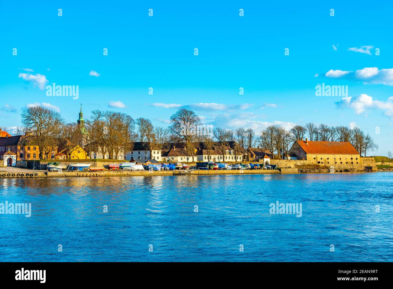 Old town of Fredrikstad viewed across river Glomma, Norway Stock Photo