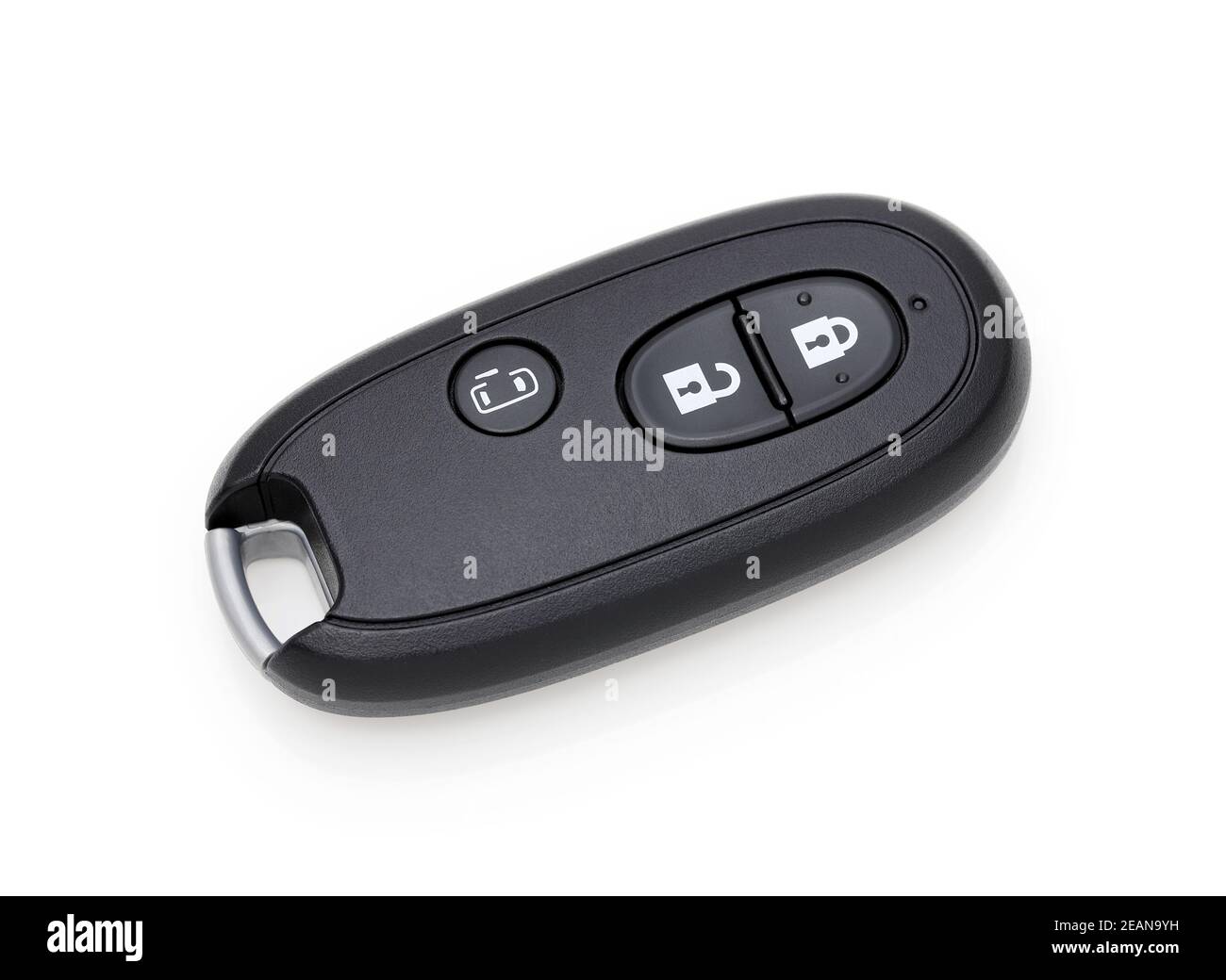Car vehicle modern black key remote control have front button, slide-door button. Stock Photo