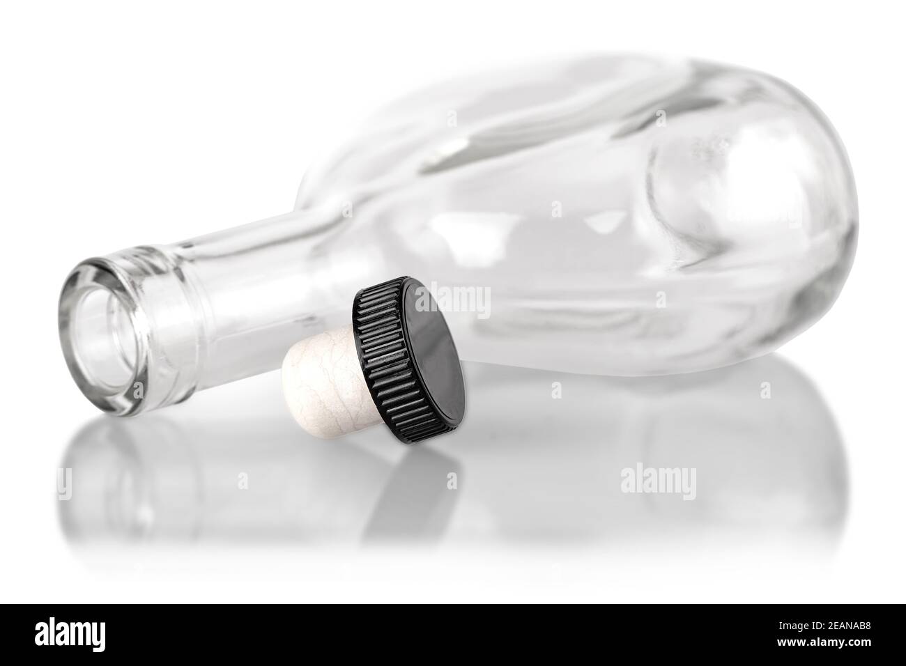 empty clear cognac bottle isolated on white background Stock Photo