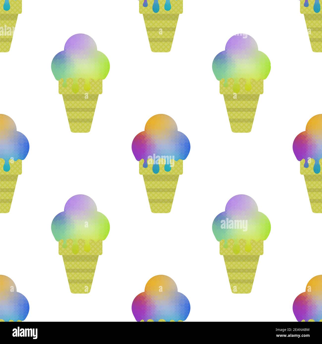 Sweet Colored Ice Cream Icon Isolated on White Background. Seamless ...