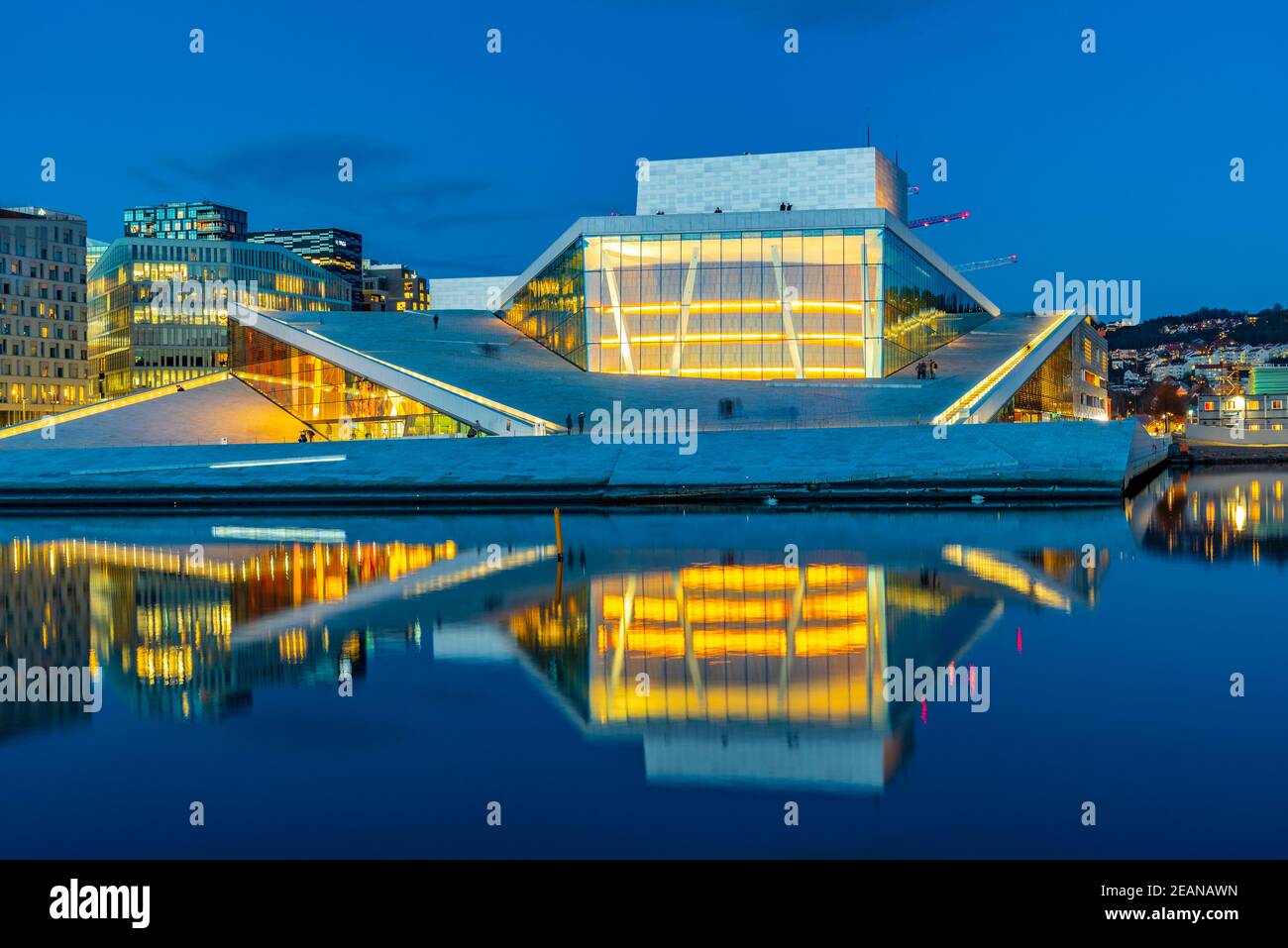 Night view of Opera house in Oslo, Norway Stock Photo Alamy