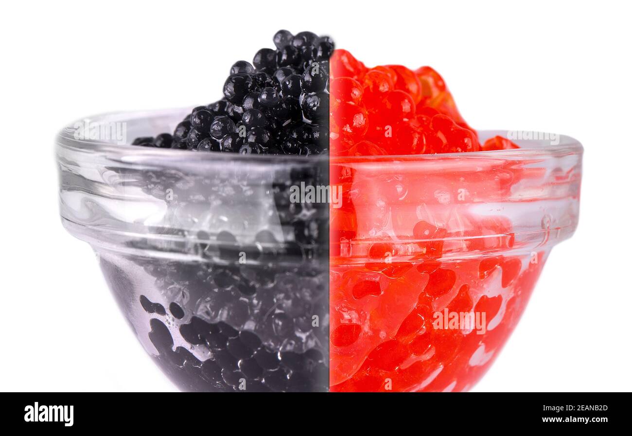 Black and Red caviar in glass jar Stock Photo Alamy