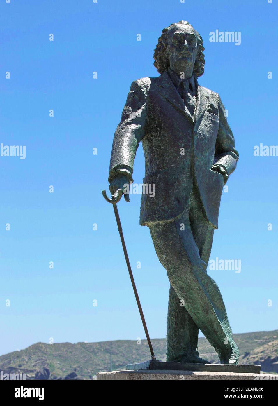 bronze life-size statue to famous Salvador Dali in Spain Stock Photo