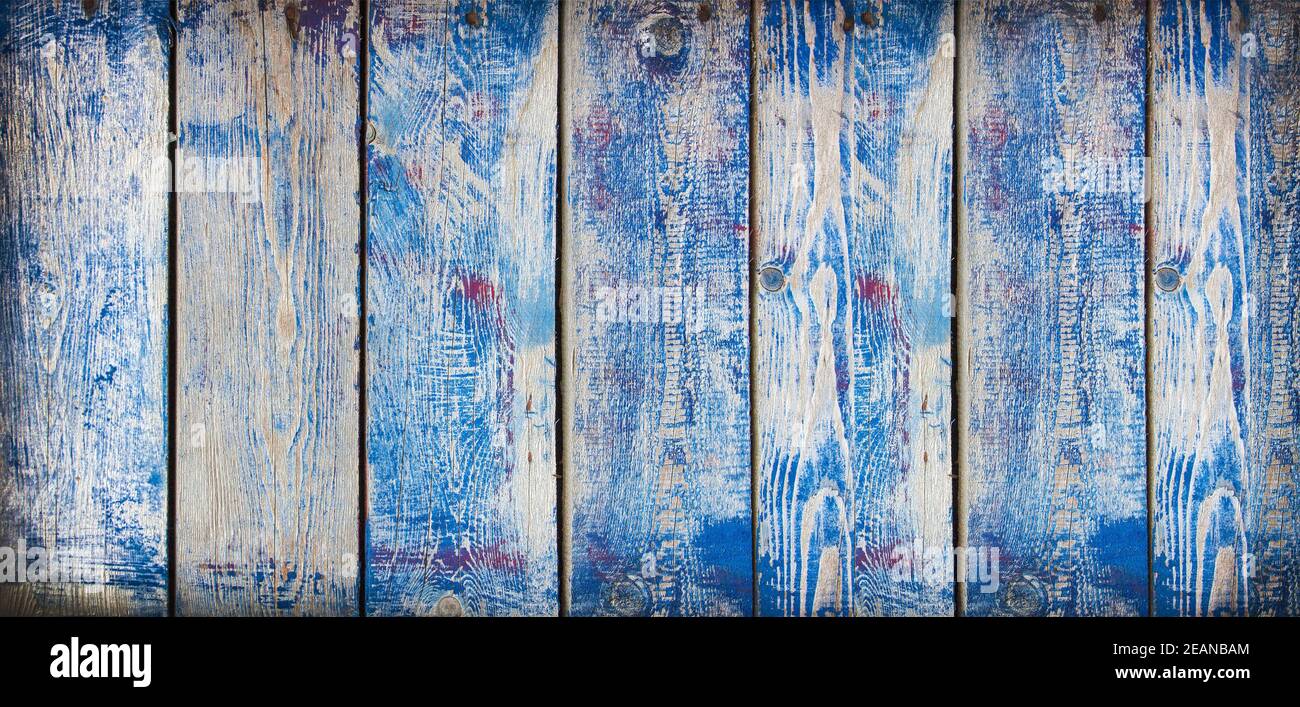 Vintage wooden dark blue boards. Front view with copy space Stock Photo