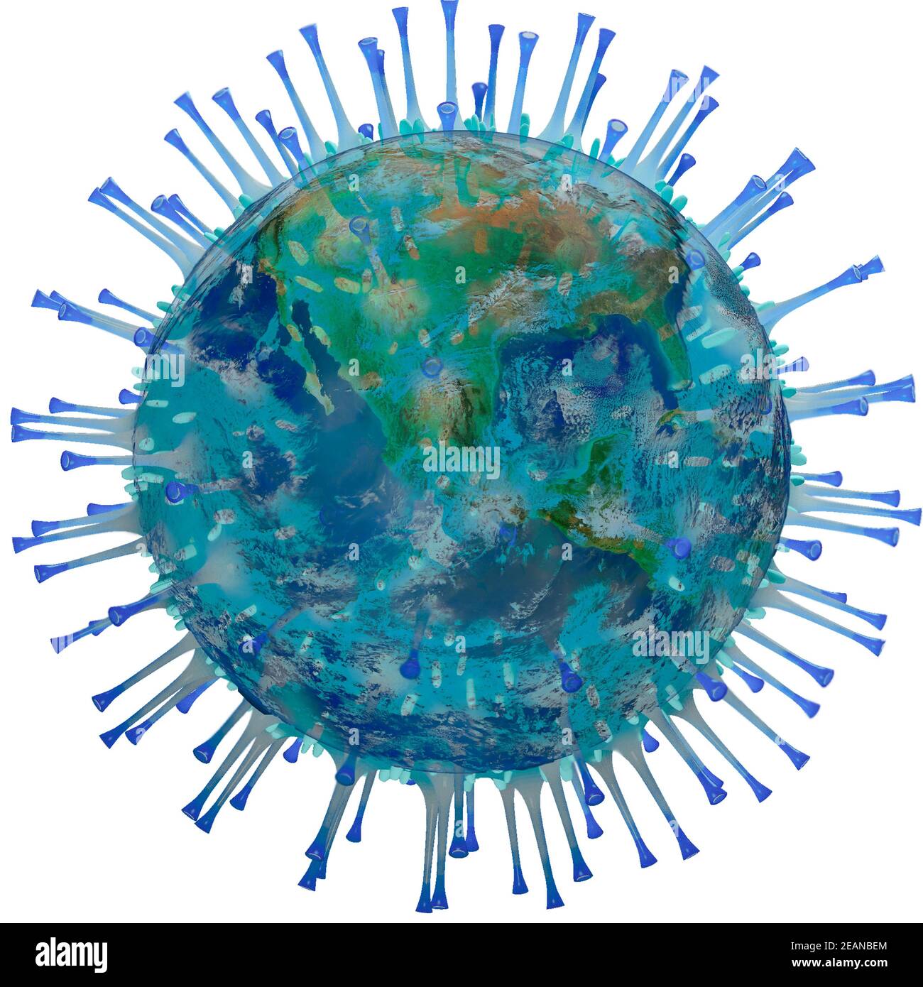 covid-19 The coronavirus is drawn in the form of a virus planet. Signed as a coronavirus Stock Photo