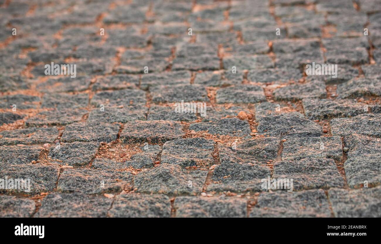 fragment cobblestones the old town. Selective focus Stock Photo