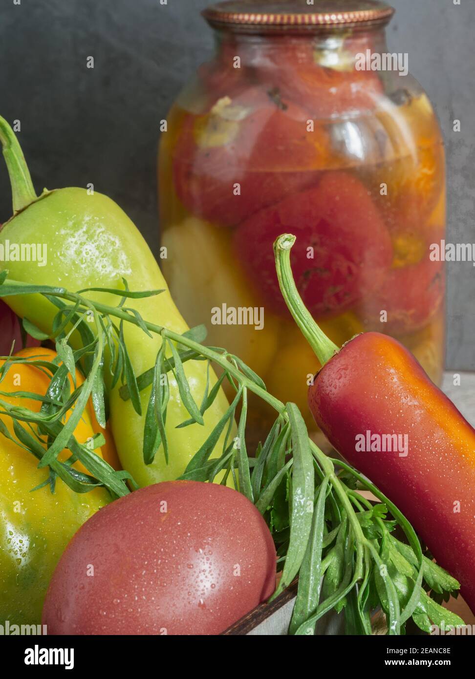 Home canning canned bell peppers in glass jars Stock Photo Alamy