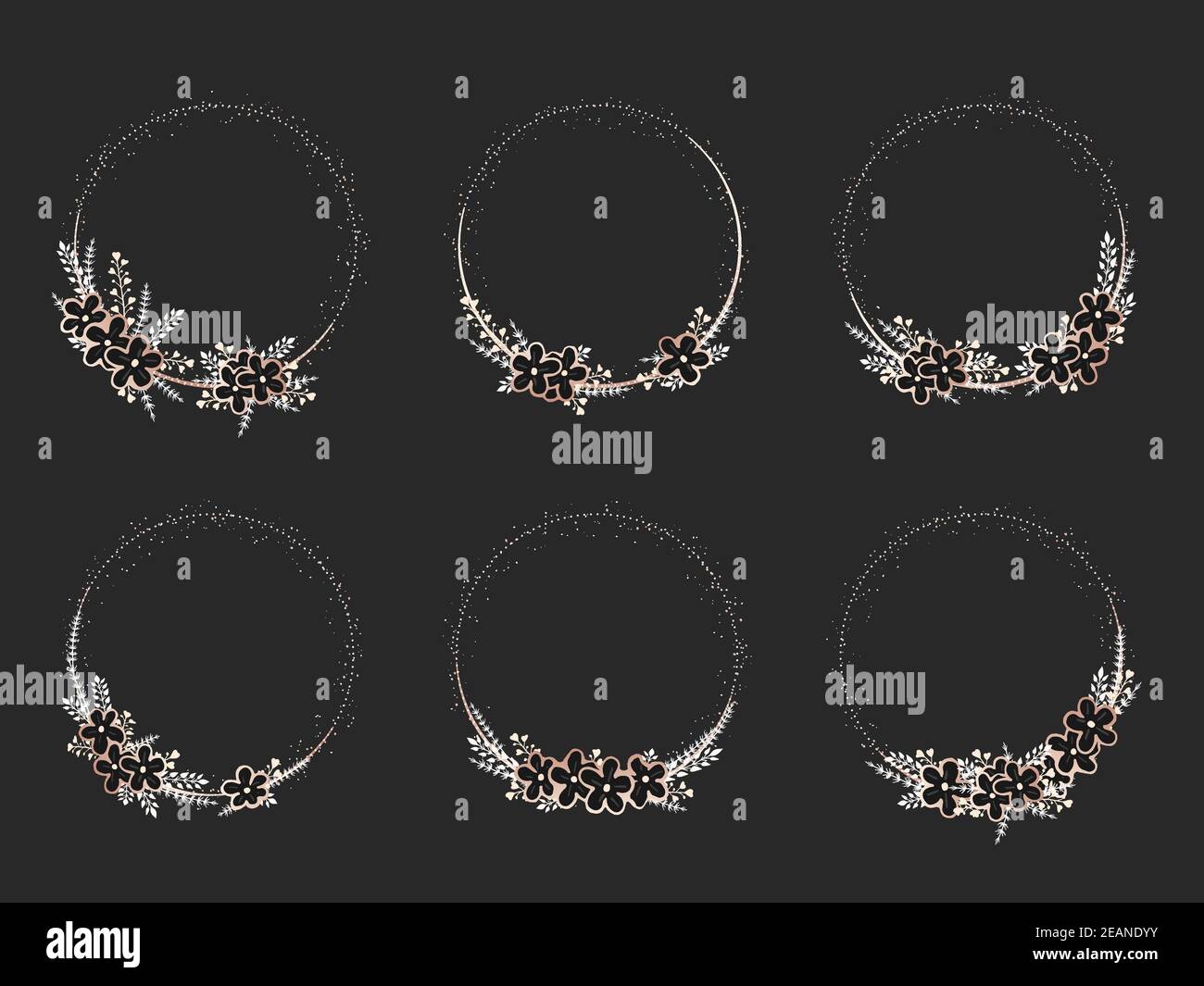 Vector set of frames with hand drawn flowers and floral elements ...