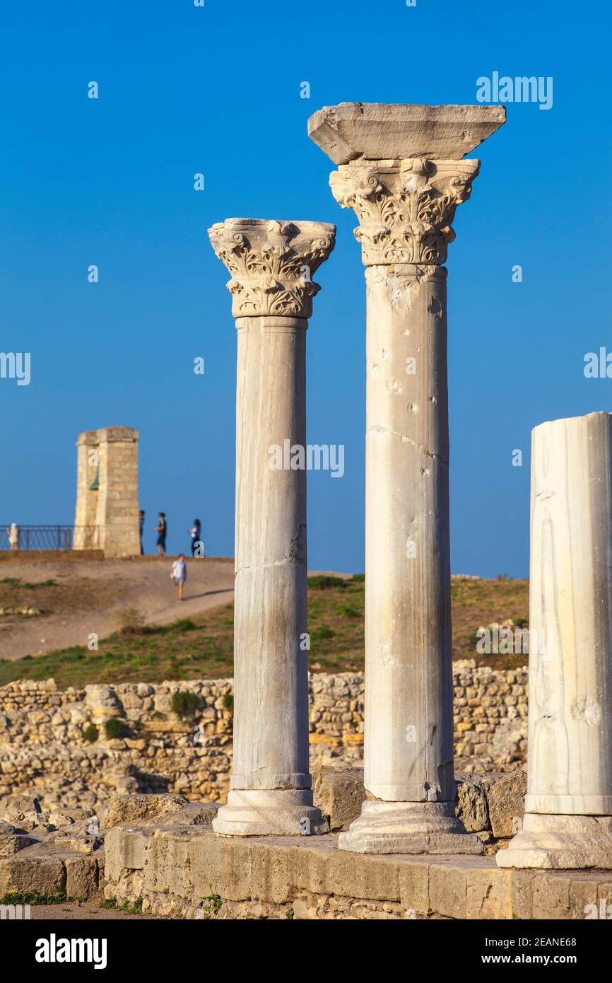 Ancient City of Khersoness, Ruins of ancient theatre, Sevastopol, Crimea, Ukraine, Europe Stock Photo