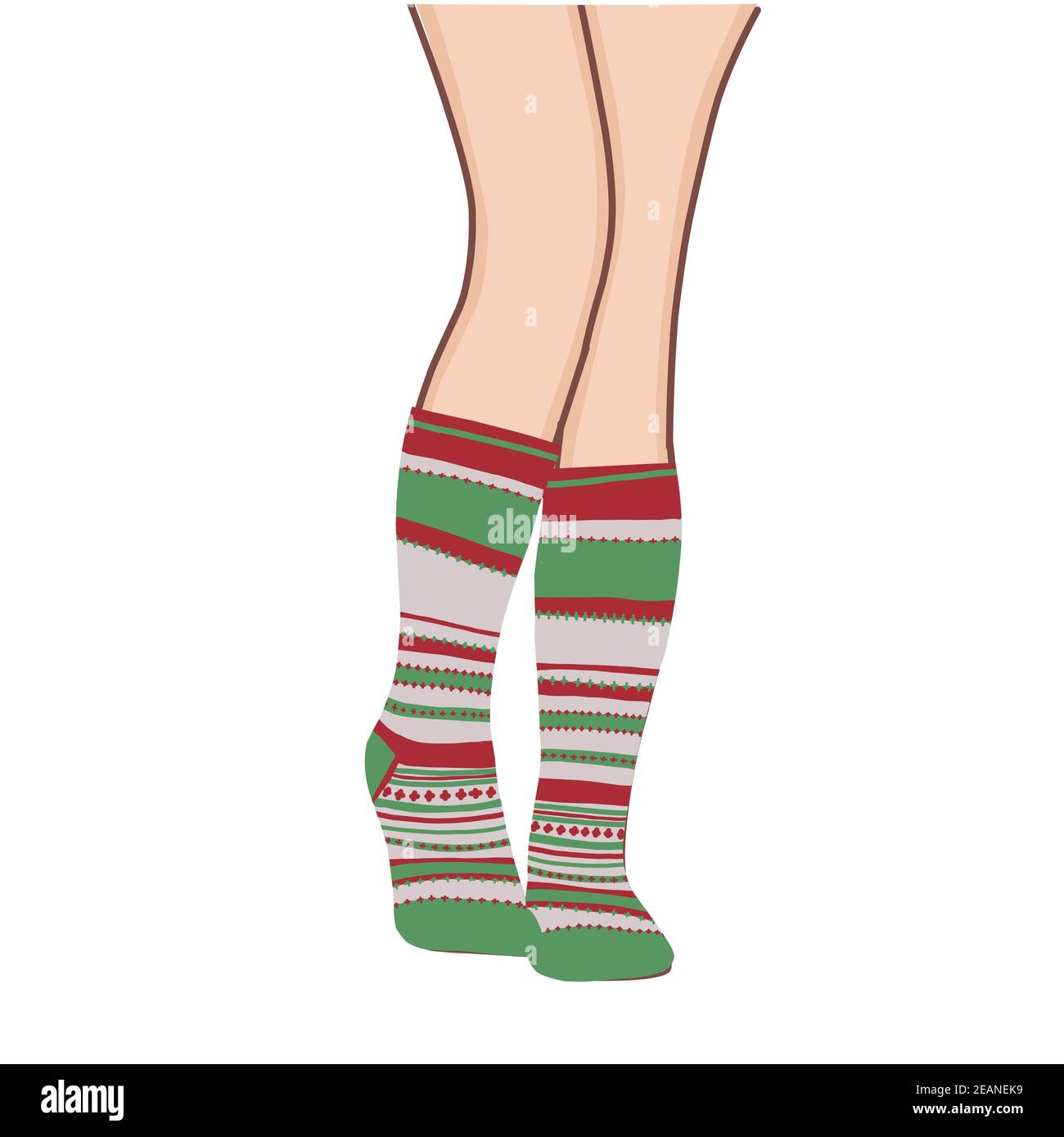 knitted socks in vintage style. Holiday winter design. Christmas card template. Happy new year symbol. Vector design template. Vector background. Decorative symbol. Autumn background. Stock Photo