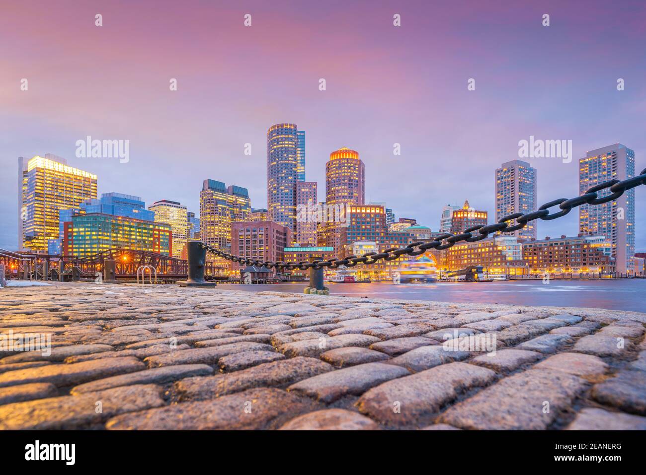 Boston skyline harbor dusk hi-res stock photography and images - Alamy