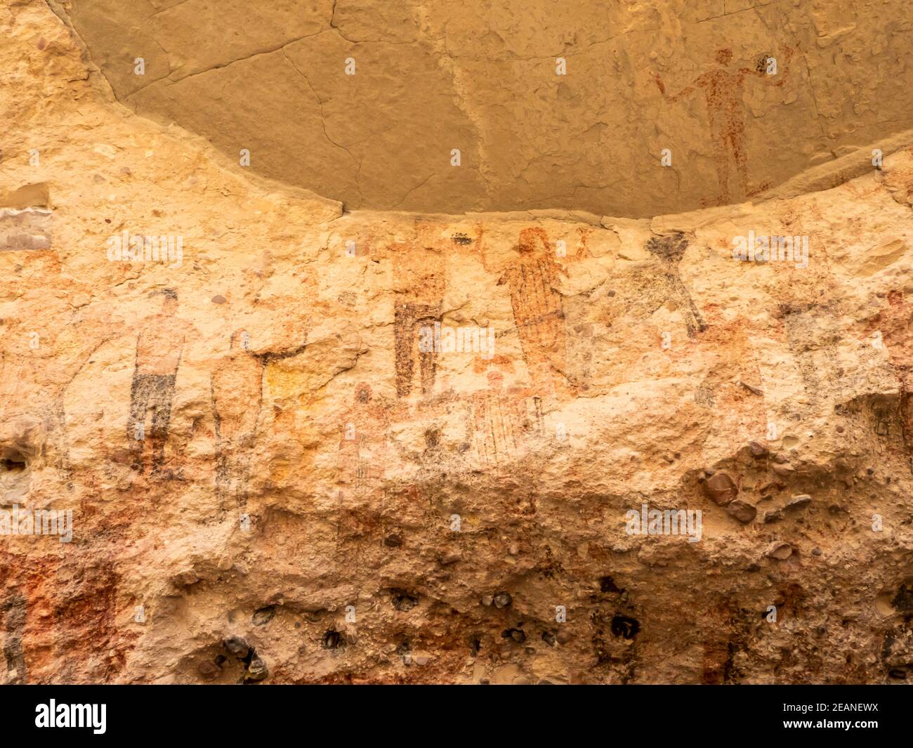 Rock art pictographs of the Cochimi people, Palmarito Cave, Sierra San ...
