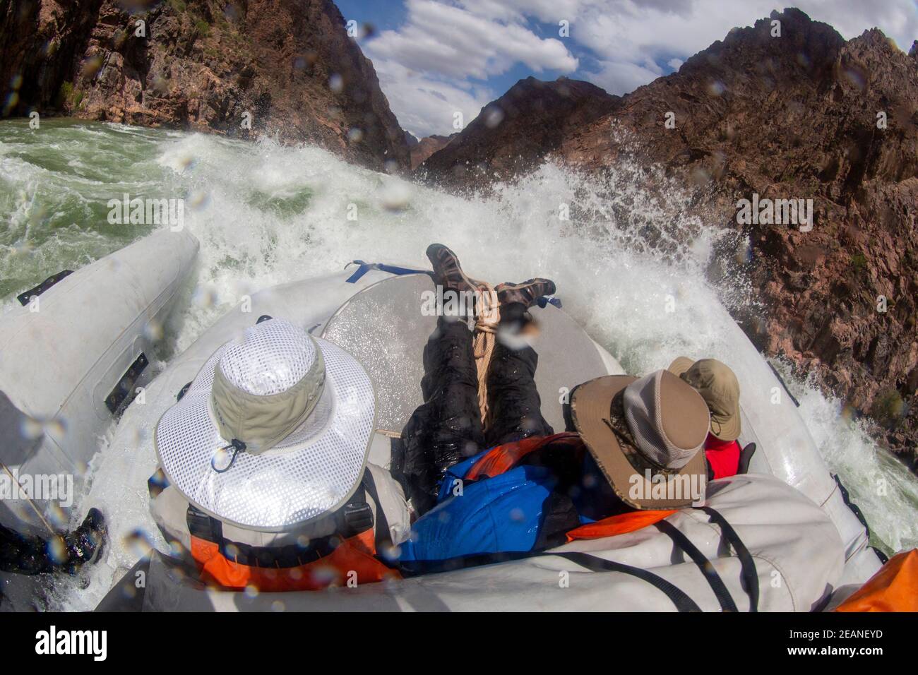 Shooting the rapids in a raft on the Colorado River, Grand Canyon National Park, UNESCO World Heritage Site, Arizona, United States of America Stock Photo