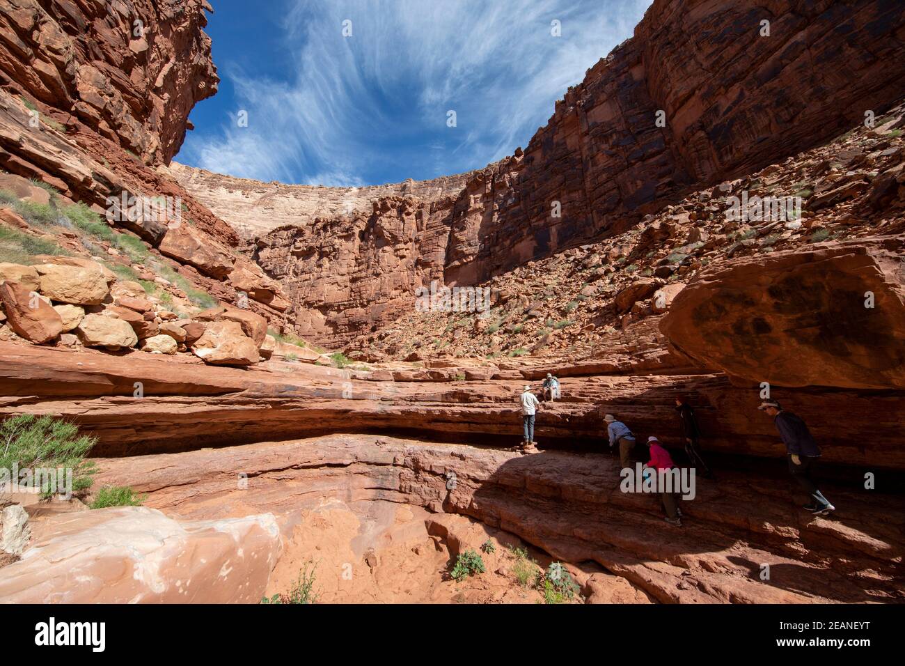 Hikers in Marble Canyon along the Colorado River, Grand Canyon National Park, UNESCO World Heritage Site, Arizona, United States of America Stock Photo