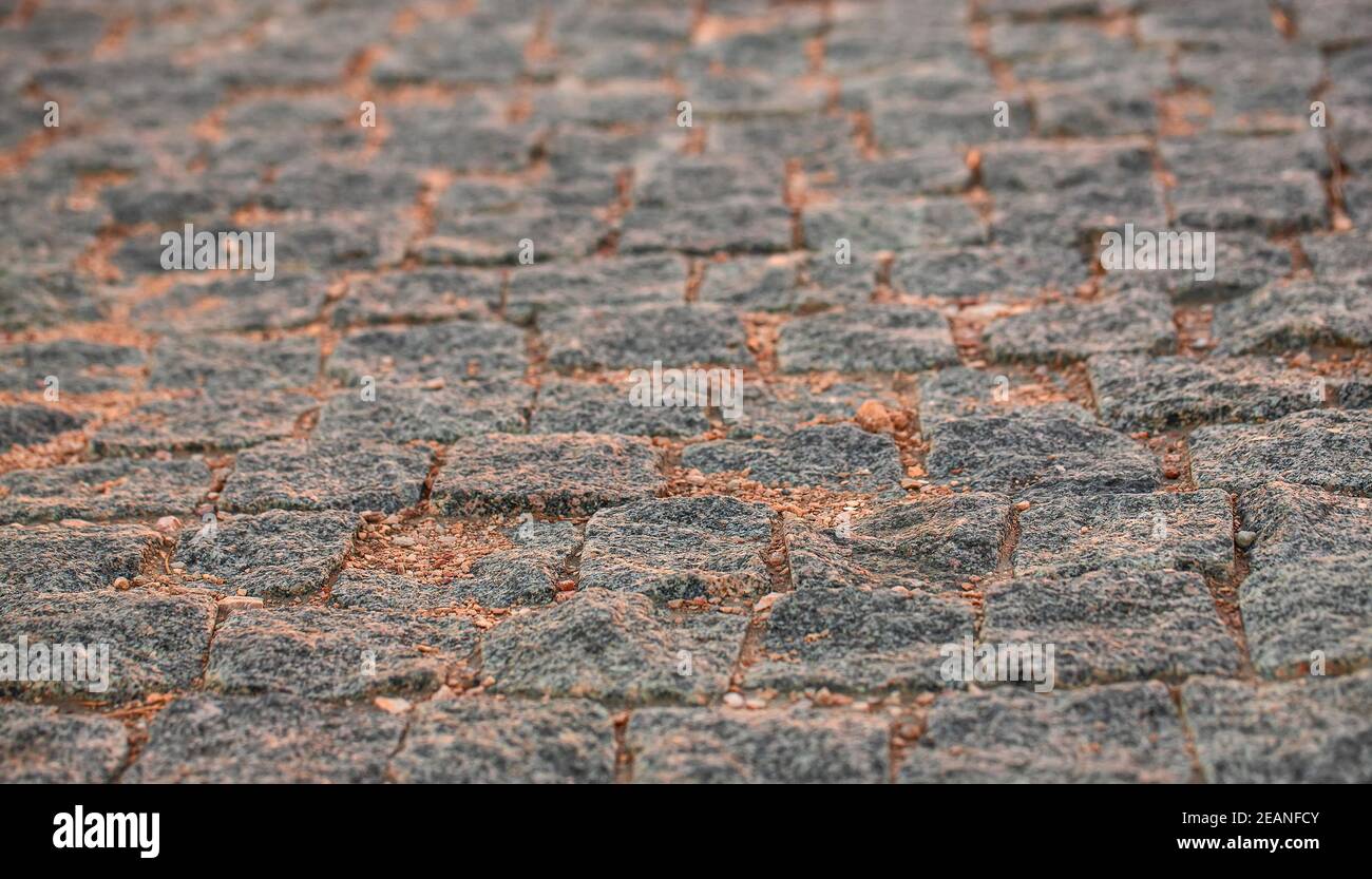 fragment cobblestones the old town. Selective focus Stock Photo