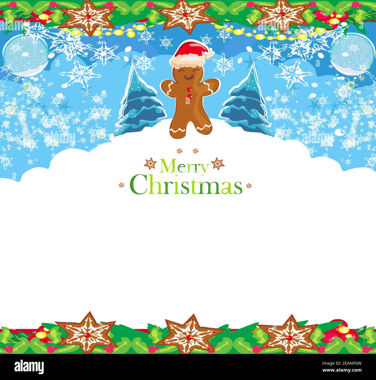 Abstract card with Christmas gingerbread Stock Photo