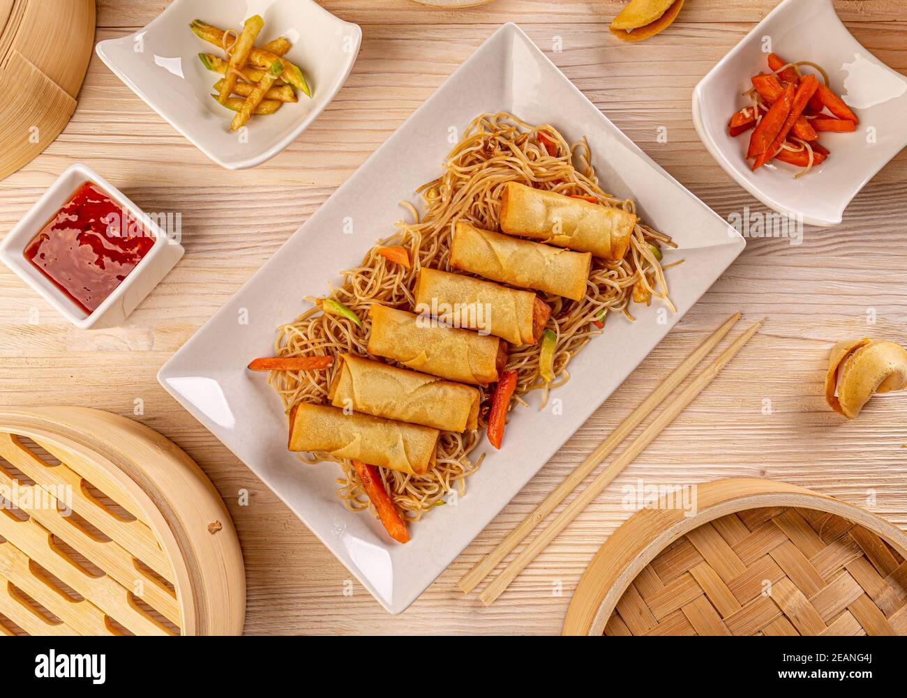 Chinese traditional spring rolls Stock Photo