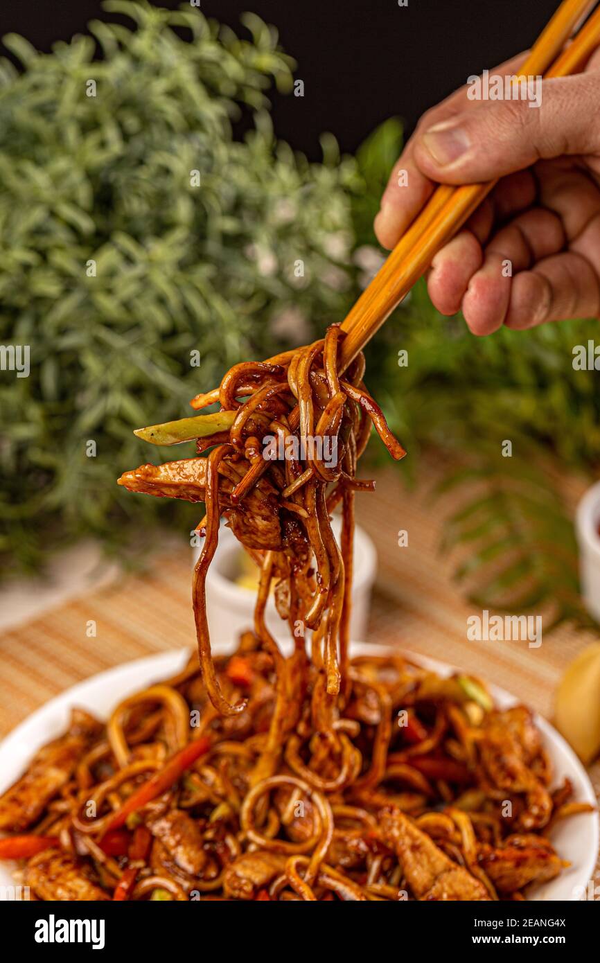 Stir-fried noodles dish Stock Photo