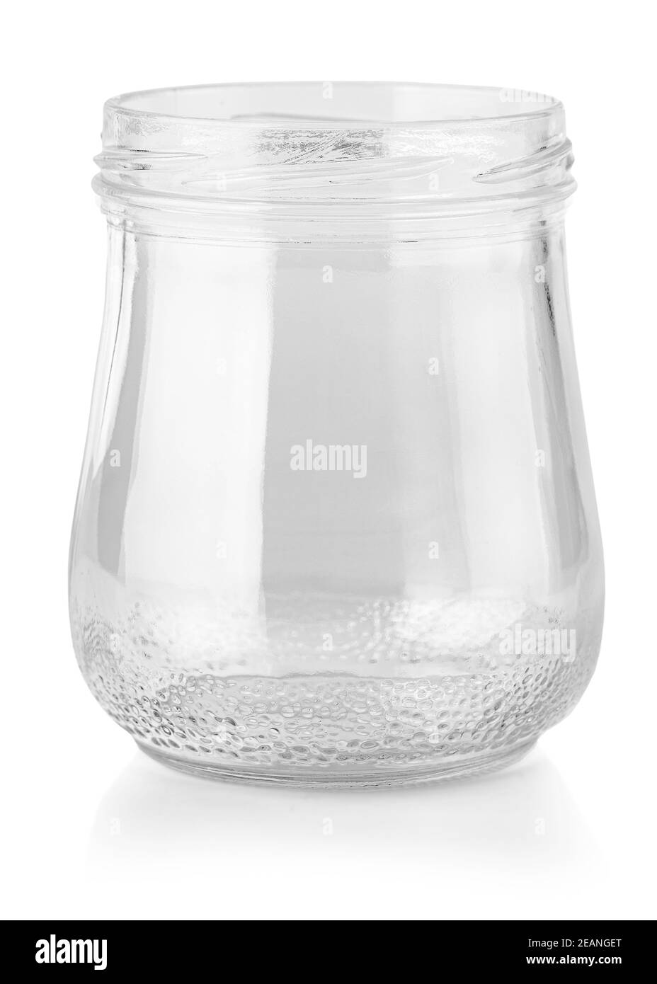 Opened Empty Glass Jar Isolated on White Background Stock Photo