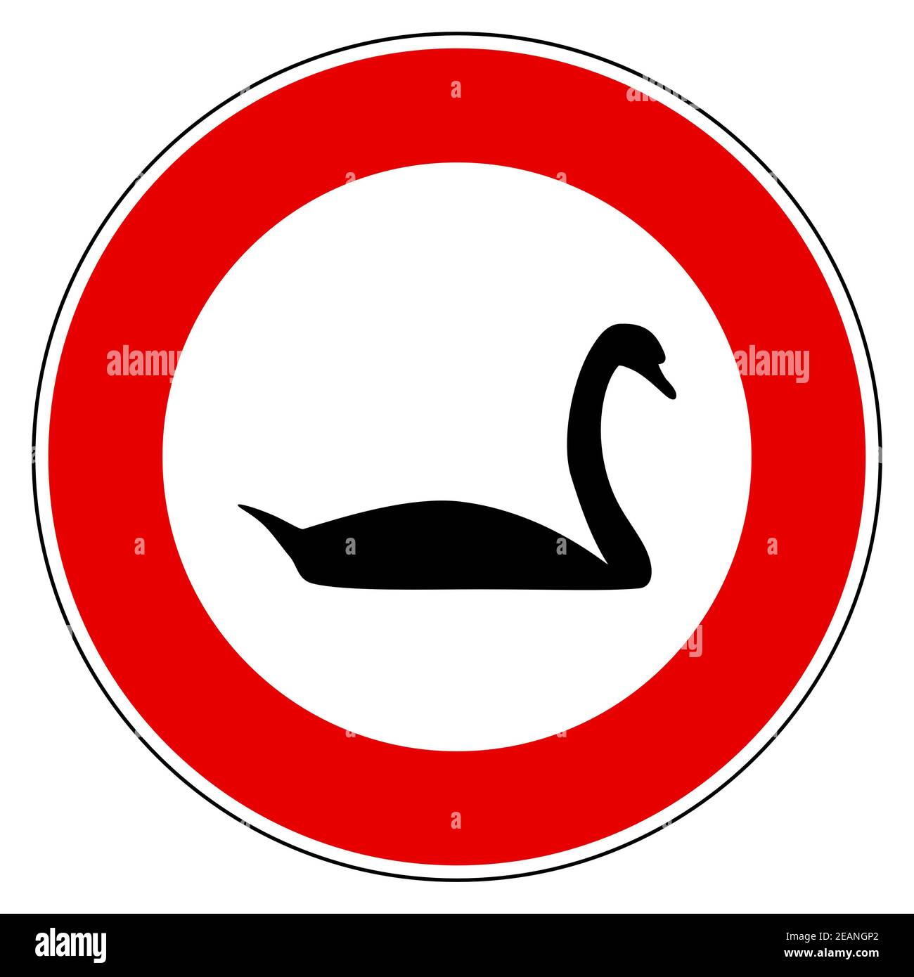 Swan and prohibition sign Stock Photo