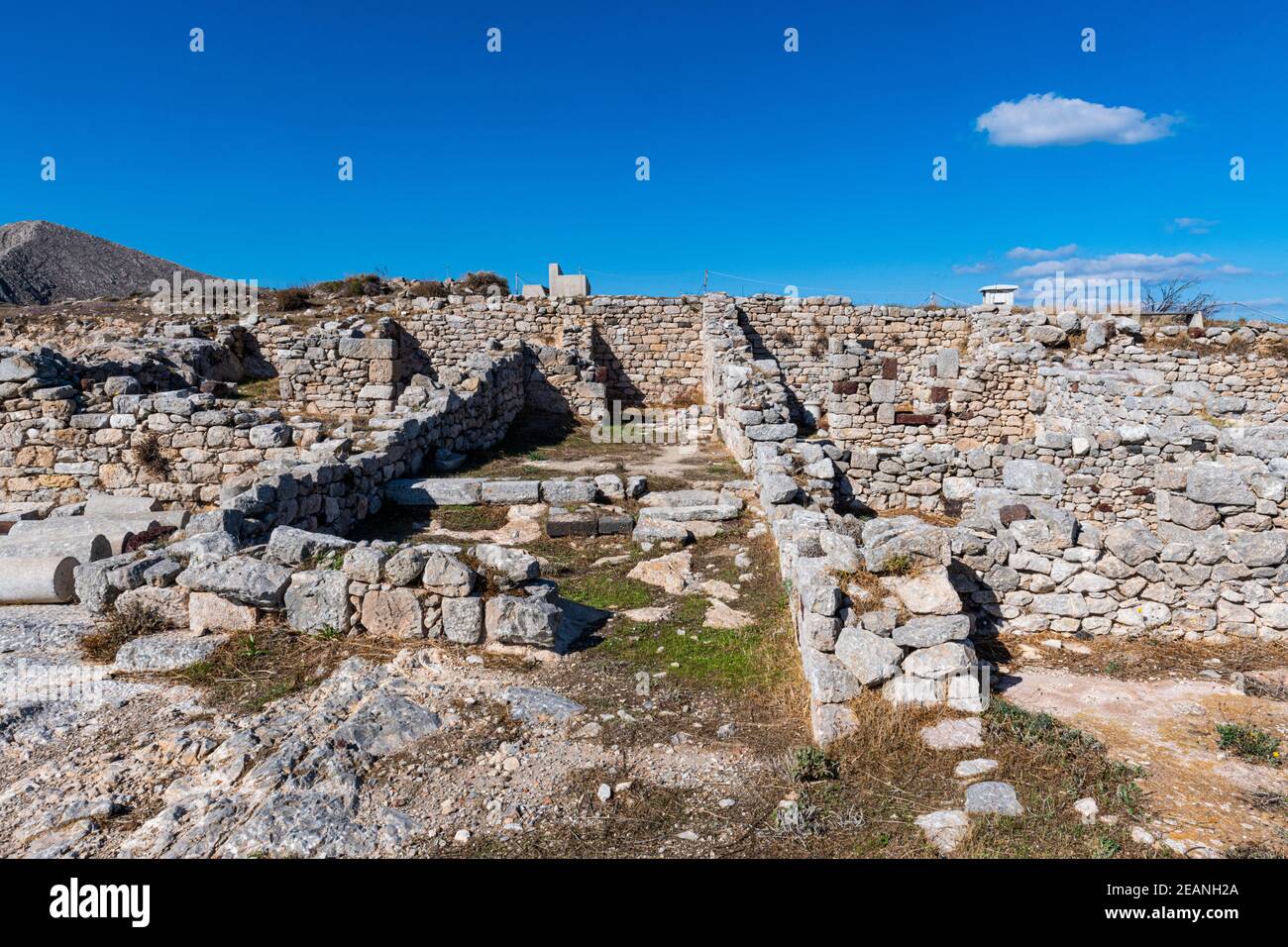 Ruins of ancient Thera, Santorini, Cyclades, Greek Islands, Greece, Europe Stock Photo