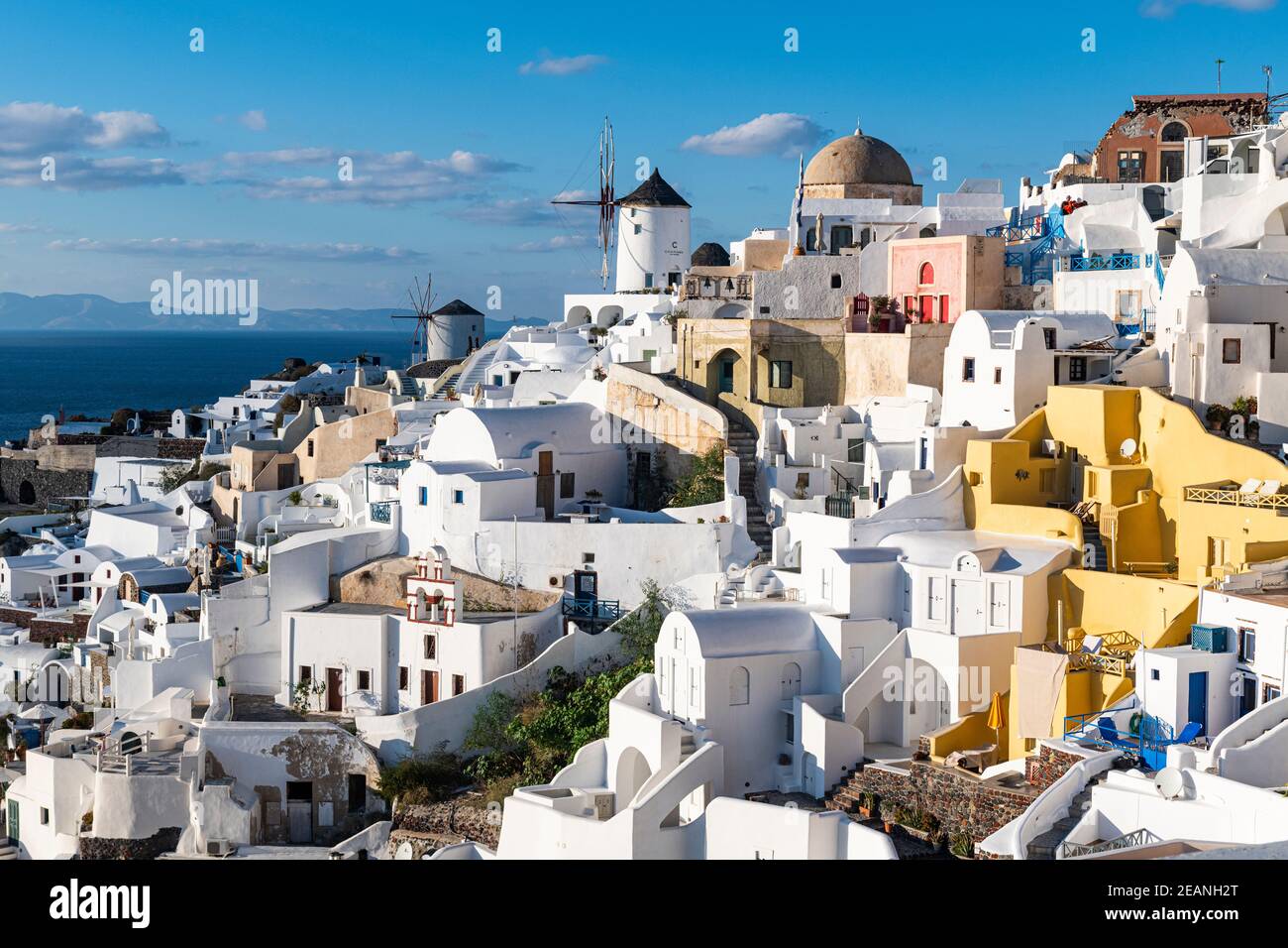 Whitewashed architecture, Oia, Santorini, Cyclades, Greek Islands, Greece, Europe Stock Photo