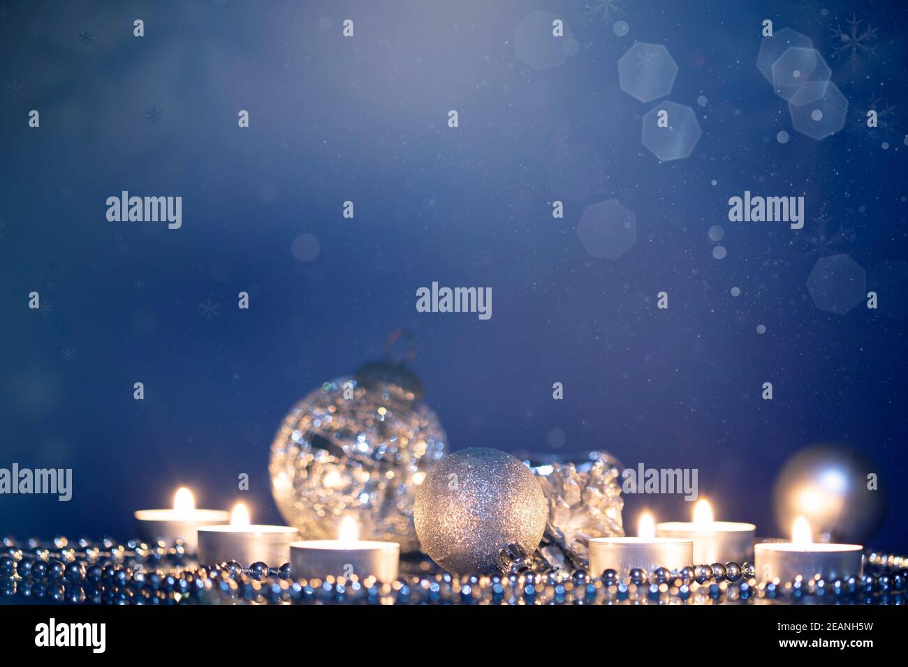 Magic silver holiday glitter background with Christmas decoration Stock ...