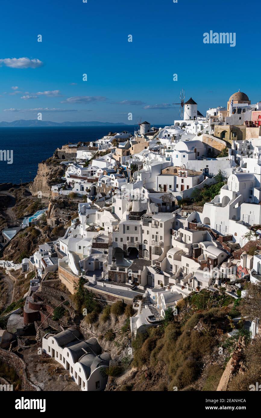 Whitewashed architecture, Oia, Santorini, Cyclades, Greek Islands, Greece, Europe Stock Photo
